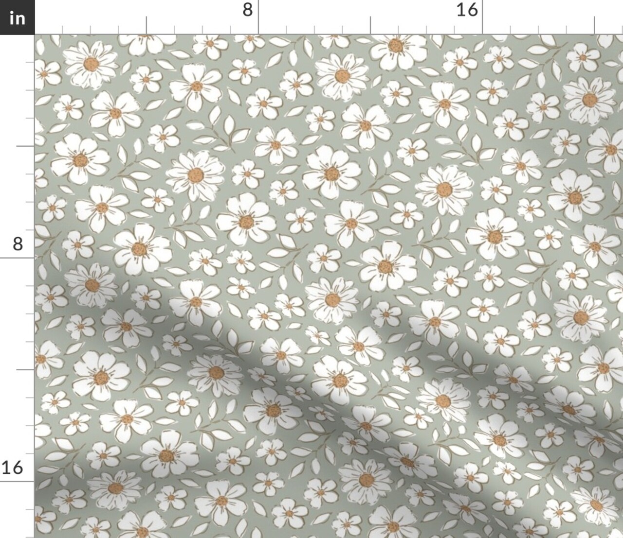 Woodland Flowers Sage Green Bohemian Botanical Neutral Cottagecore Custom Printed Fabric by Spoonflower Various Fabrics by the Yard or Fat Quarter
